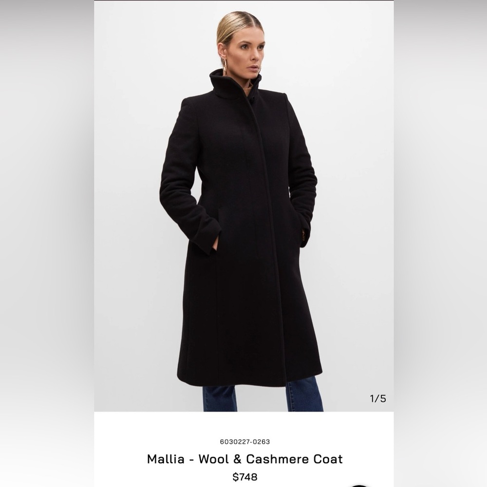 MALLIA Black Virgin Wool & cashmere Coat SZ 14